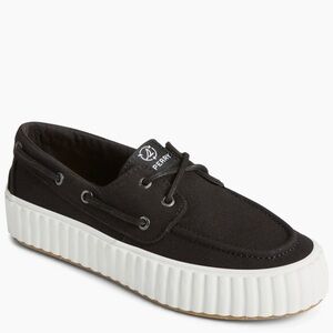 Sperry Black Pier Wave Platform Memory Foam Slip On